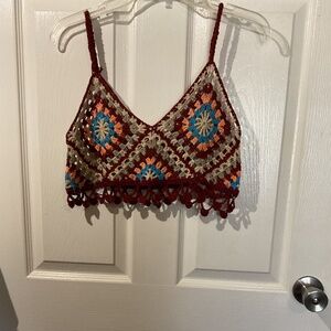 NWOT Handmade Granny Square Crochet Top